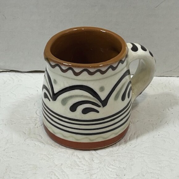 VTG Mini Ceramic Brown White Handmade Pitcher w/Handle 2.75" Tall From Ukraine - Picture 4 of 12